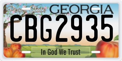 GA license plate CBG2935