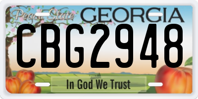 GA license plate CBG2948