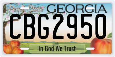 GA license plate CBG2950