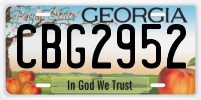 GA license plate CBG2952