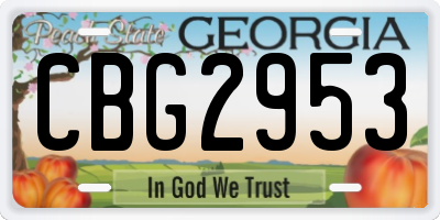 GA license plate CBG2953
