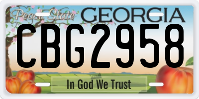 GA license plate CBG2958