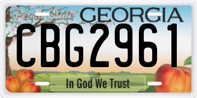 GA license plate CBG2961