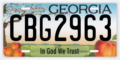 GA license plate CBG2963