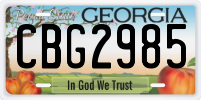 GA license plate CBG2985