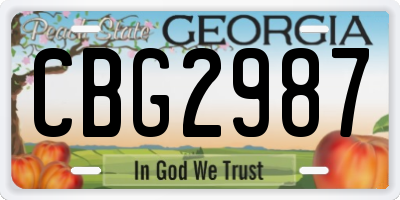 GA license plate CBG2987