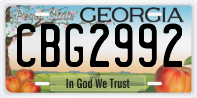 GA license plate CBG2992