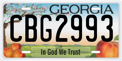 GA license plate CBG2993