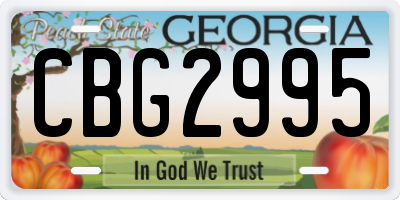 GA license plate CBG2995