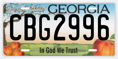 GA license plate CBG2996