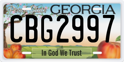 GA license plate CBG2997