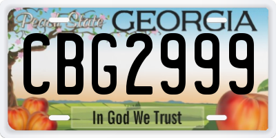 GA license plate CBG2999