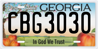 GA license plate CBG3030