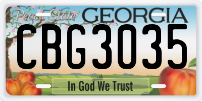 GA license plate CBG3035