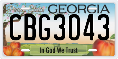 GA license plate CBG3043