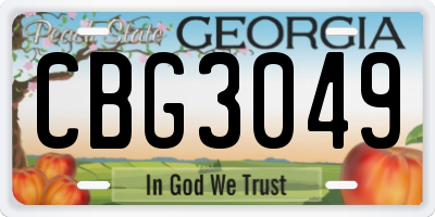 GA license plate CBG3049