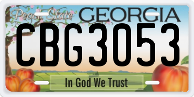 GA license plate CBG3053