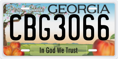 GA license plate CBG3066