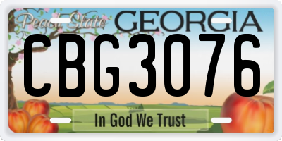GA license plate CBG3076