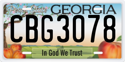 GA license plate CBG3078