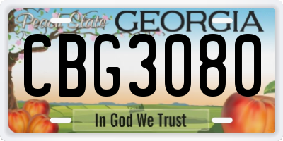 GA license plate CBG3080