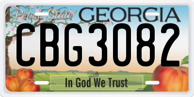 GA license plate CBG3082
