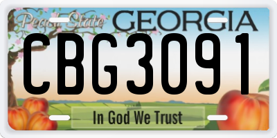 GA license plate CBG3091