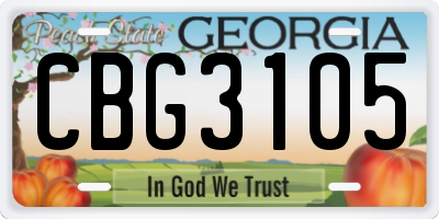 GA license plate CBG3105