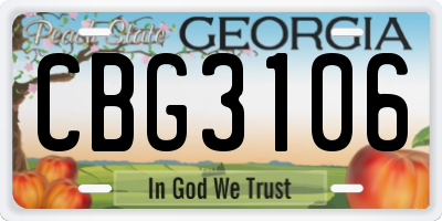 GA license plate CBG3106