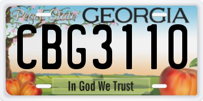 GA license plate CBG3110