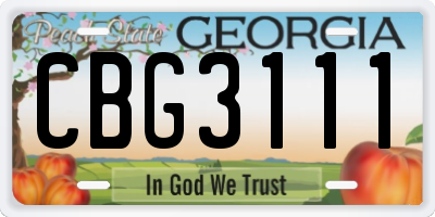 GA license plate CBG3111