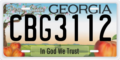 GA license plate CBG3112