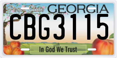 GA license plate CBG3115
