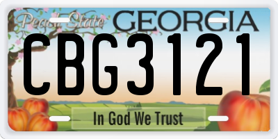 GA license plate CBG3121