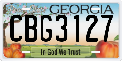 GA license plate CBG3127