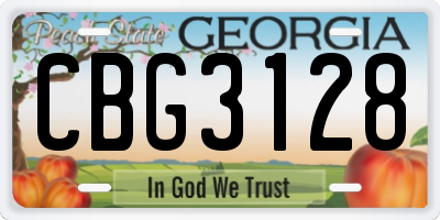 GA license plate CBG3128