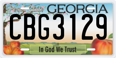 GA license plate CBG3129