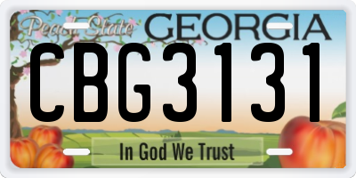 GA license plate CBG3131