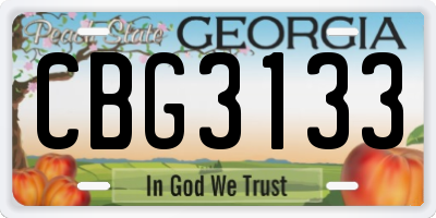 GA license plate CBG3133