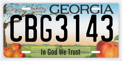 GA license plate CBG3143