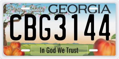 GA license plate CBG3144