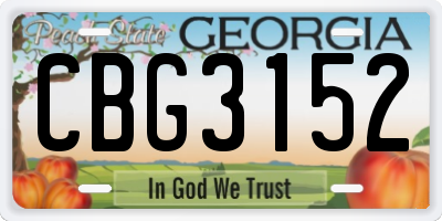 GA license plate CBG3152