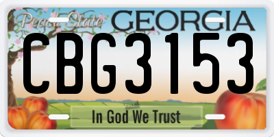 GA license plate CBG3153
