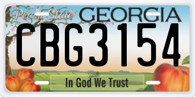 GA license plate CBG3154