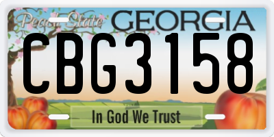 GA license plate CBG3158