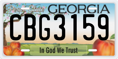 GA license plate CBG3159
