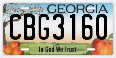 GA license plate CBG3160