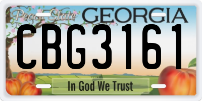 GA license plate CBG3161