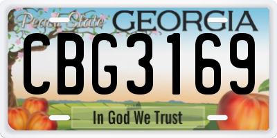 GA license plate CBG3169