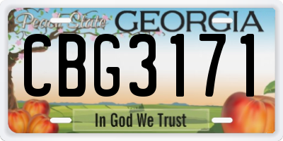 GA license plate CBG3171